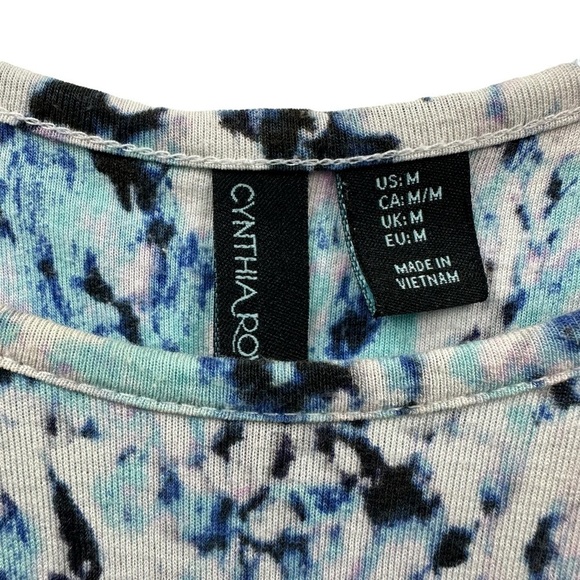 Cynthia Rowley Blue and White High Low Jersey 3/4 Sleeve Top, M - Picture 2 of 8